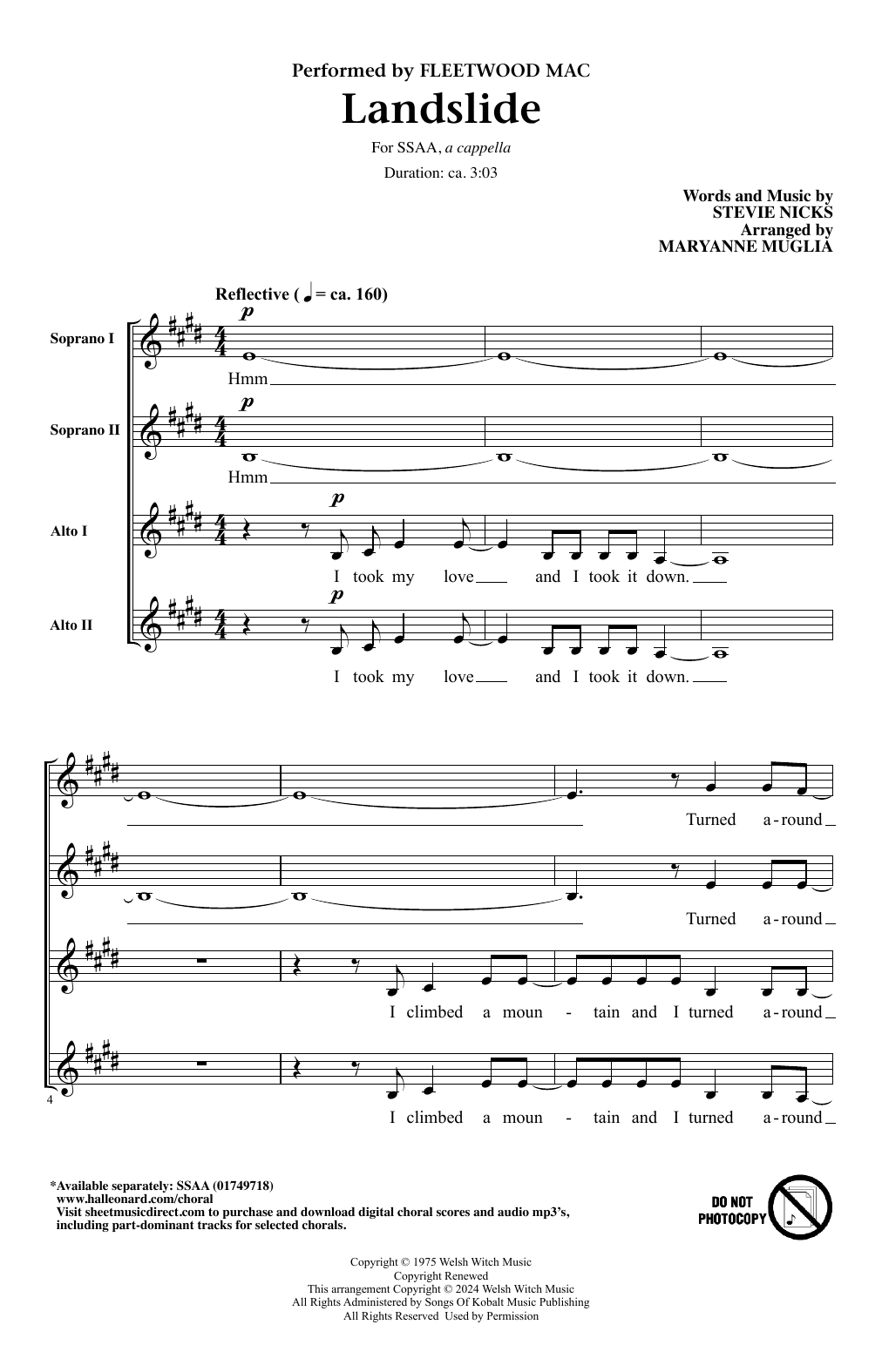 Produktgalerie: Seite 1 von 1 Landslide (arr. MaryAnne Muglia), Fleetwood Mac, Chor