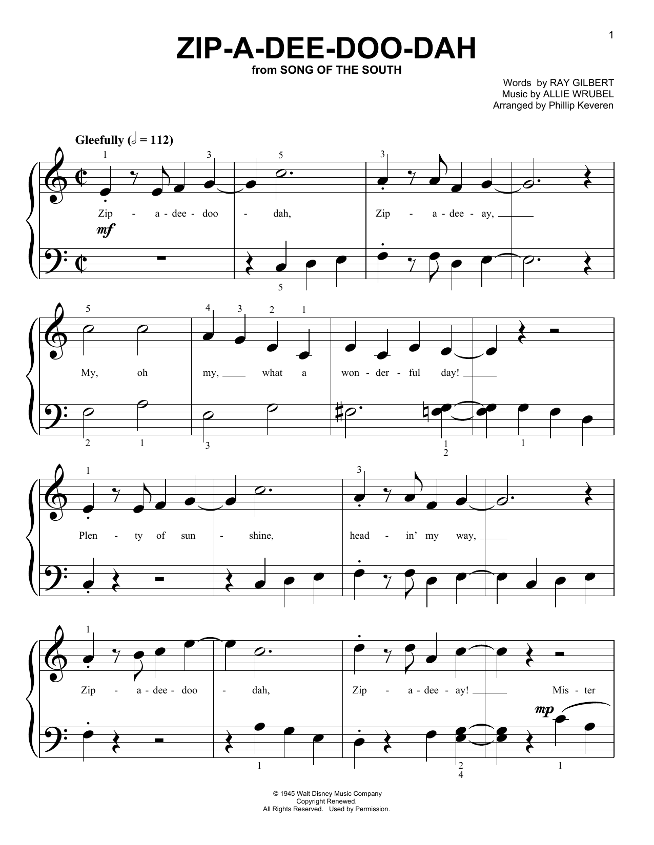 Produktbild zu: Zip-A-Dee-Doo-Dah (from Song Of The South) (arr. Phillip Keveren)