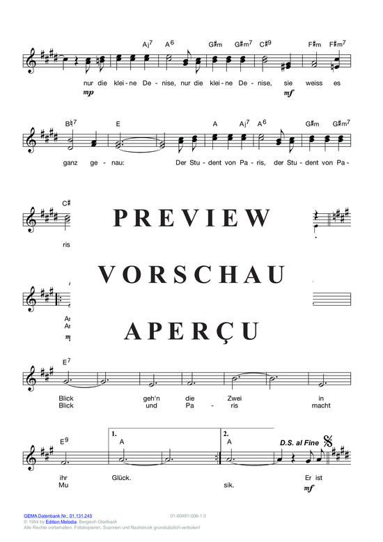 Produktgalerie: Seite 6 von 11 Der Student von Paris , Durand, Angele, (Melodie-Stimmen in C/B/Es)