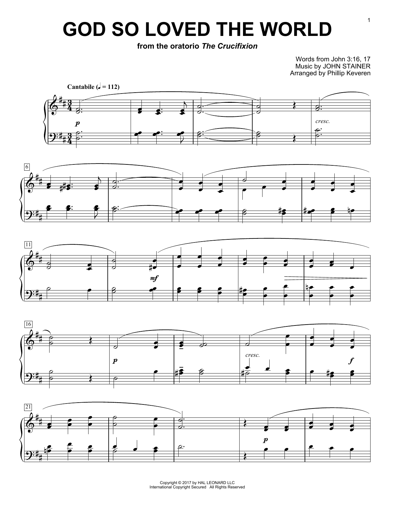 Product gallery: Page 1 of 1 God So Loved The World (arr. Phillip Keveren), John Stainer
