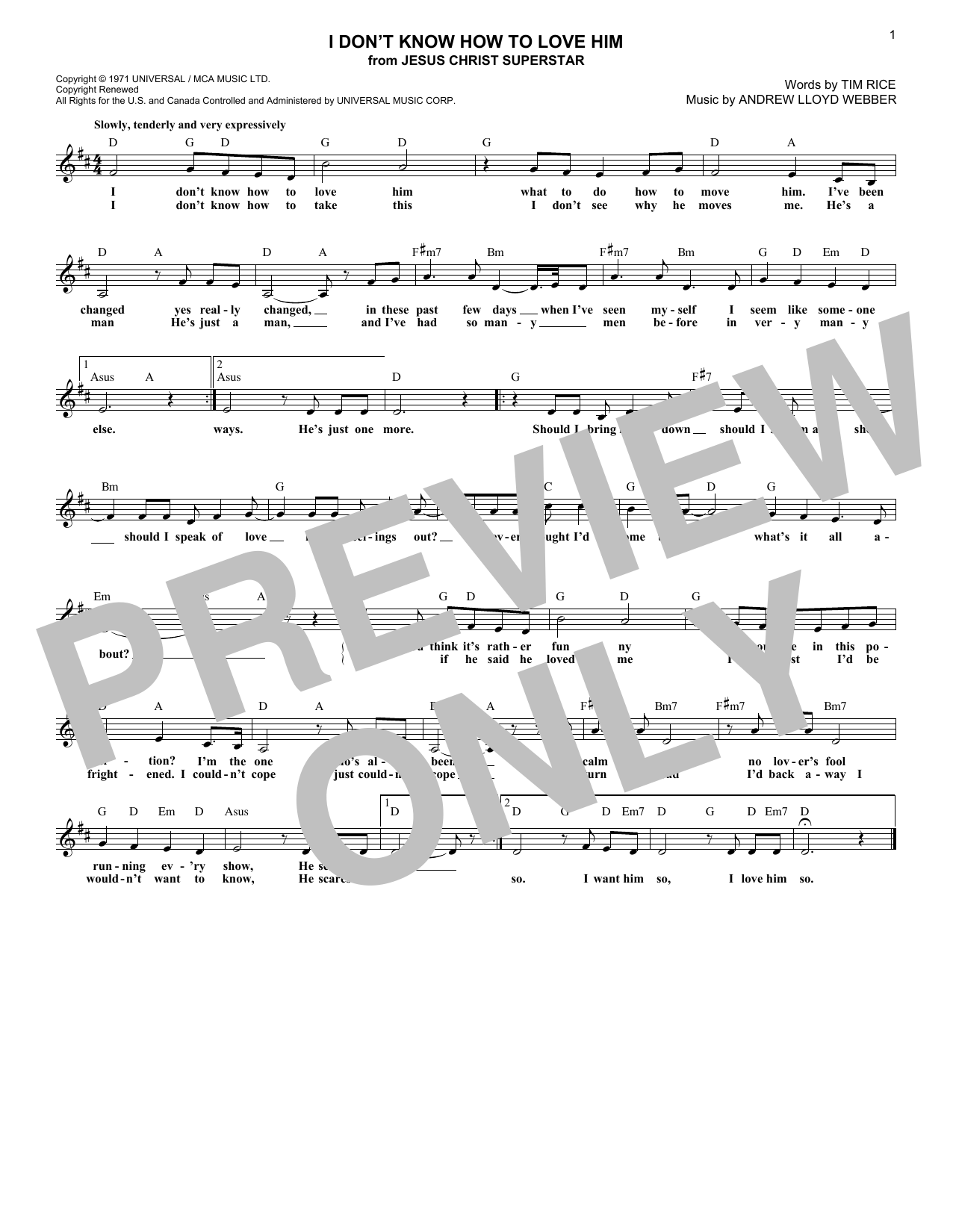 Produktbild zu: I Don't Know How To Love Him (from Jesus Christ Superstar)