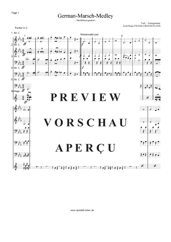 Produktgalerie: Seite 2 von 21 German-Marsch-Medley , Blasorchester Fatamo, (Blechbläser Quintett flexible Besetzung)