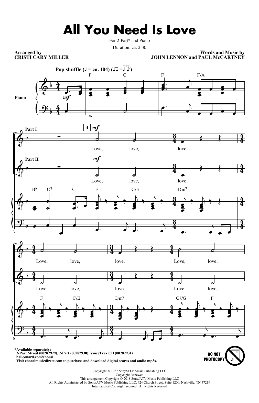 Produktgalerie: Seite 1 von 1 All You Need Is Love (arr. Cristi Cari Miller), The Beatles, Chor
