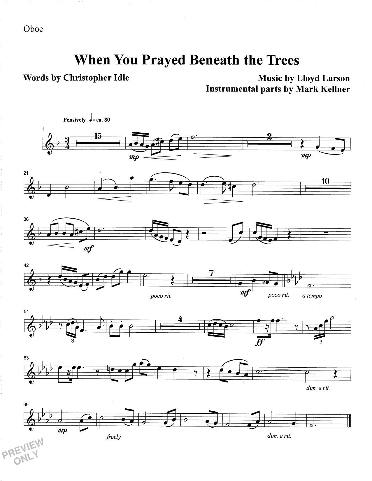 Product picture to: When You Prayed Beneath The Trees - Oboe