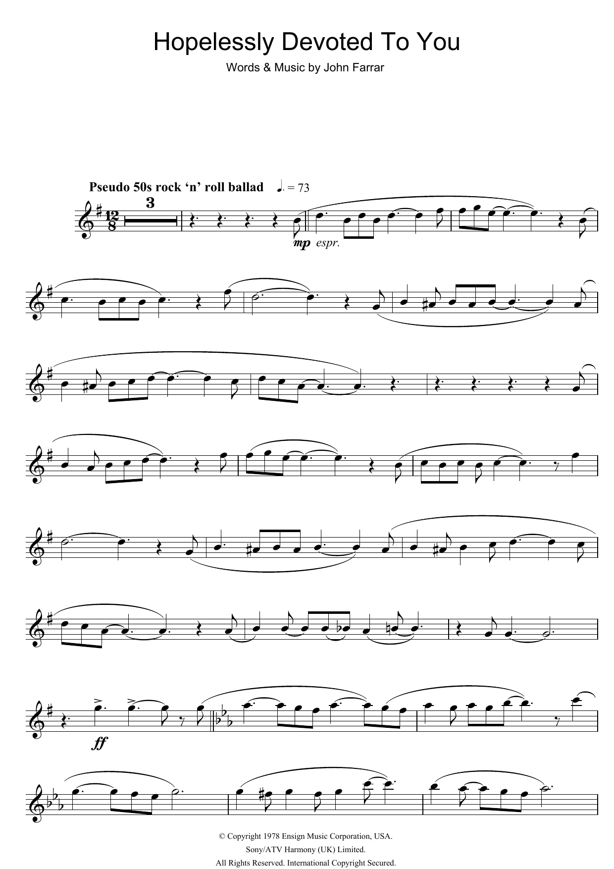 Product gallery: Page 1 of 1 Hopelessly Devoted To You (from Grease), Olivia Newton-John
