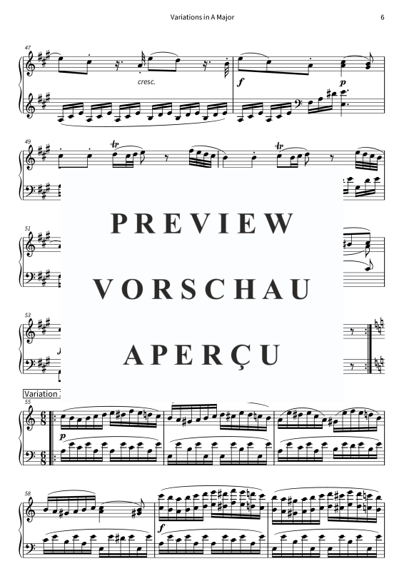 Produktgalerie: Seite 8 von 11 Variations in A Major - Andante grazioso from Piano Sonata No. 11, K. 331, , Klavier Solo