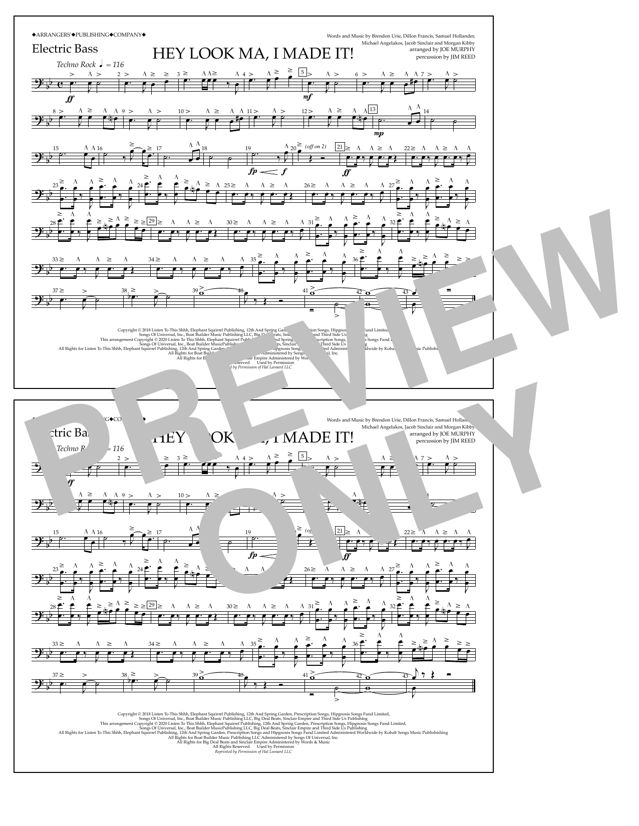Produktbild zu: Hey Look Ma, I Made It (arr. Joe Murphy) - Electric Bass