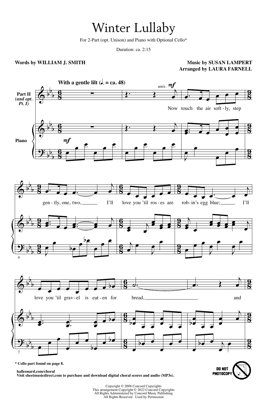 Produktgalerie: Seite 1 von 1 Winter Lullaby (arr. Laura Farnell), William J. Smith and Susan Lampert, Chor