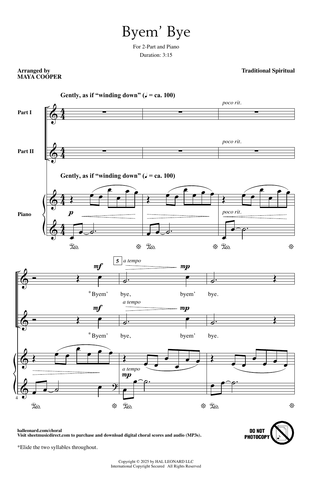 Produktgalerie: Seite 1 von 1 Byem' Bye (arr. Maya Cooper), Traditional Spiritual, Chor