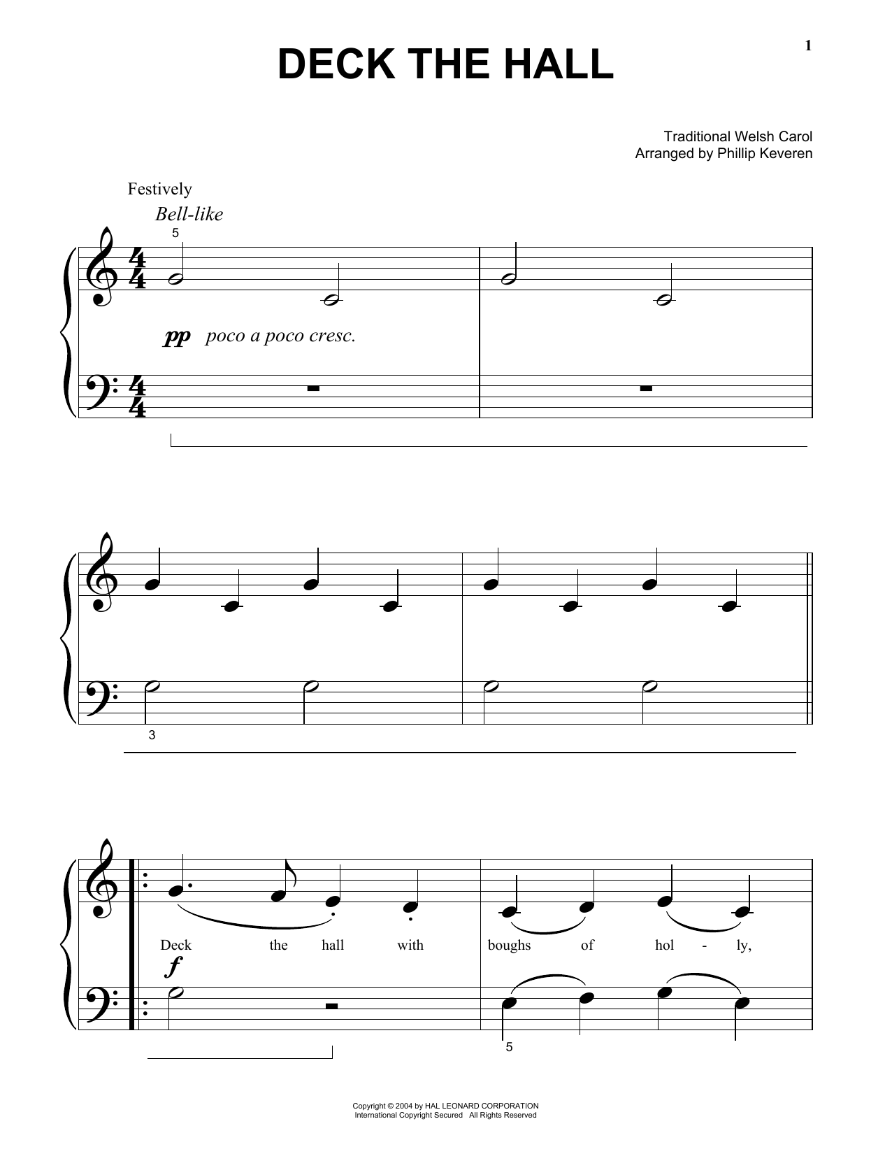Produktgalerie: Seite 1 von 1 Deck The Hall (arr. Phillip Keveren), Traditional Welsh Carol, Klavier