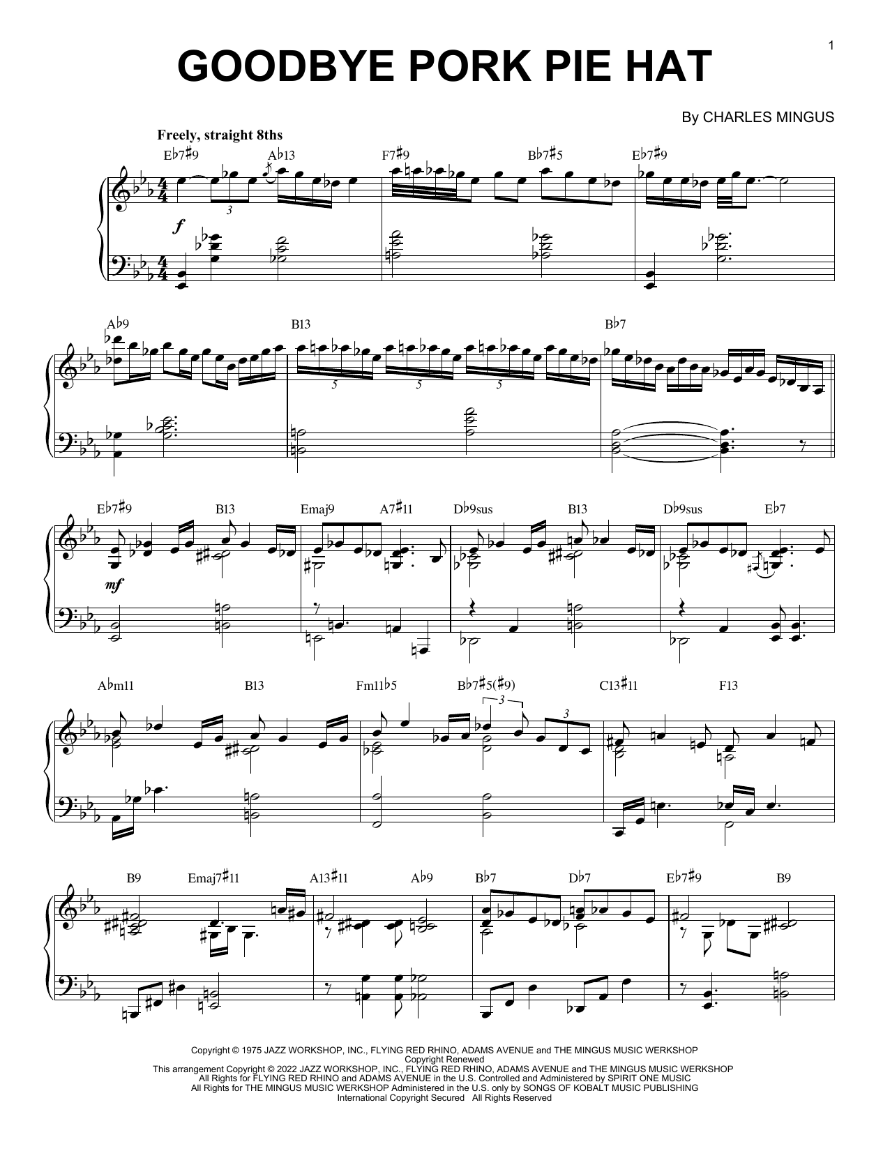 Produktbild zu: Goodbye Pork Pie Hat [Jazz version] (arr. Brent Edstrom)