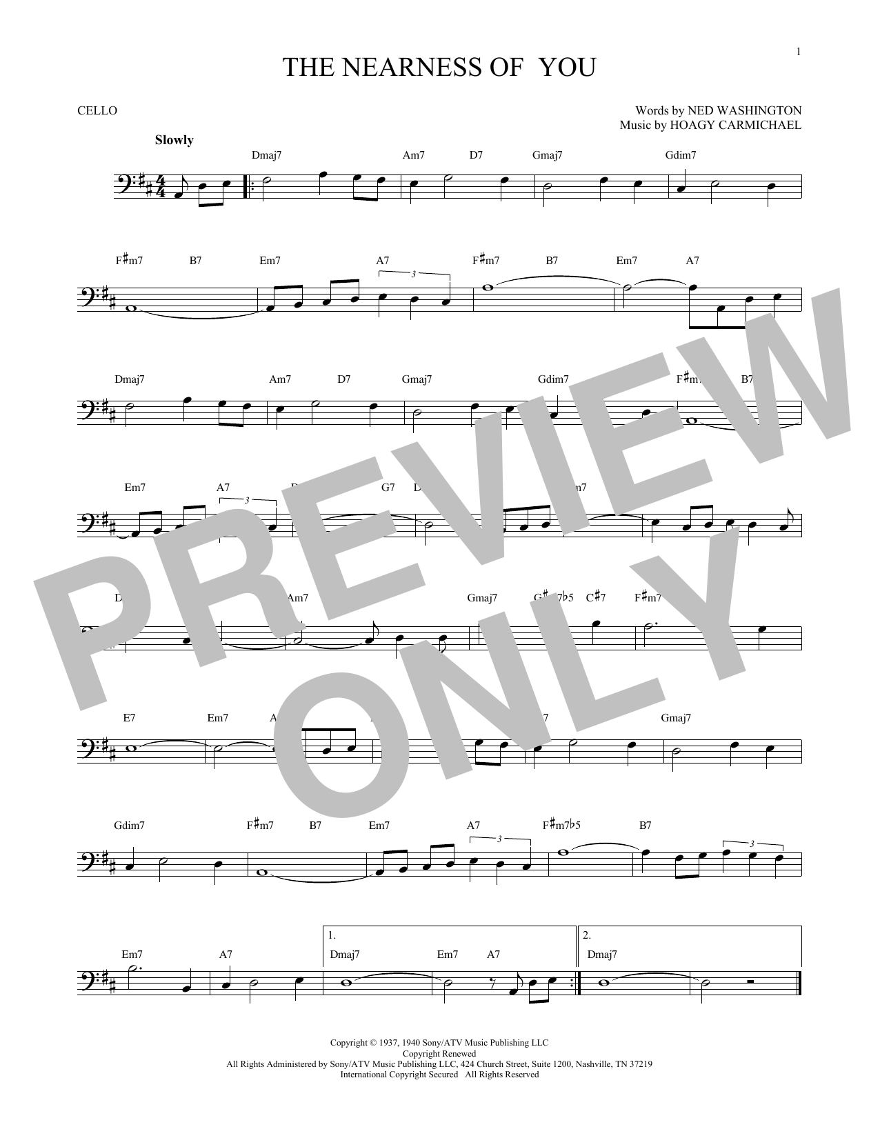 Produktgalerie: Seite 1 von 1 The Nearness Of You, Hoagy Carmichael, Violoncello