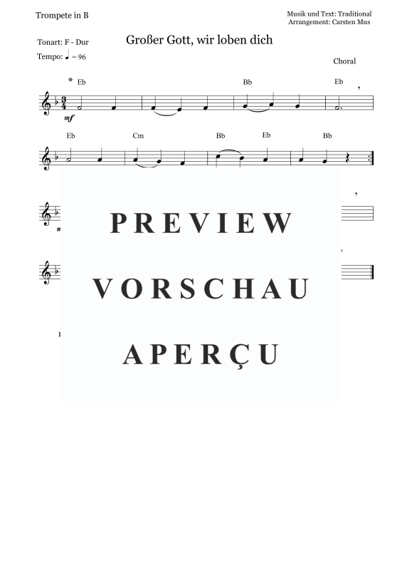 Produktbild zu: Großer Gott, wir loben dich (F-Dur)Traditional
