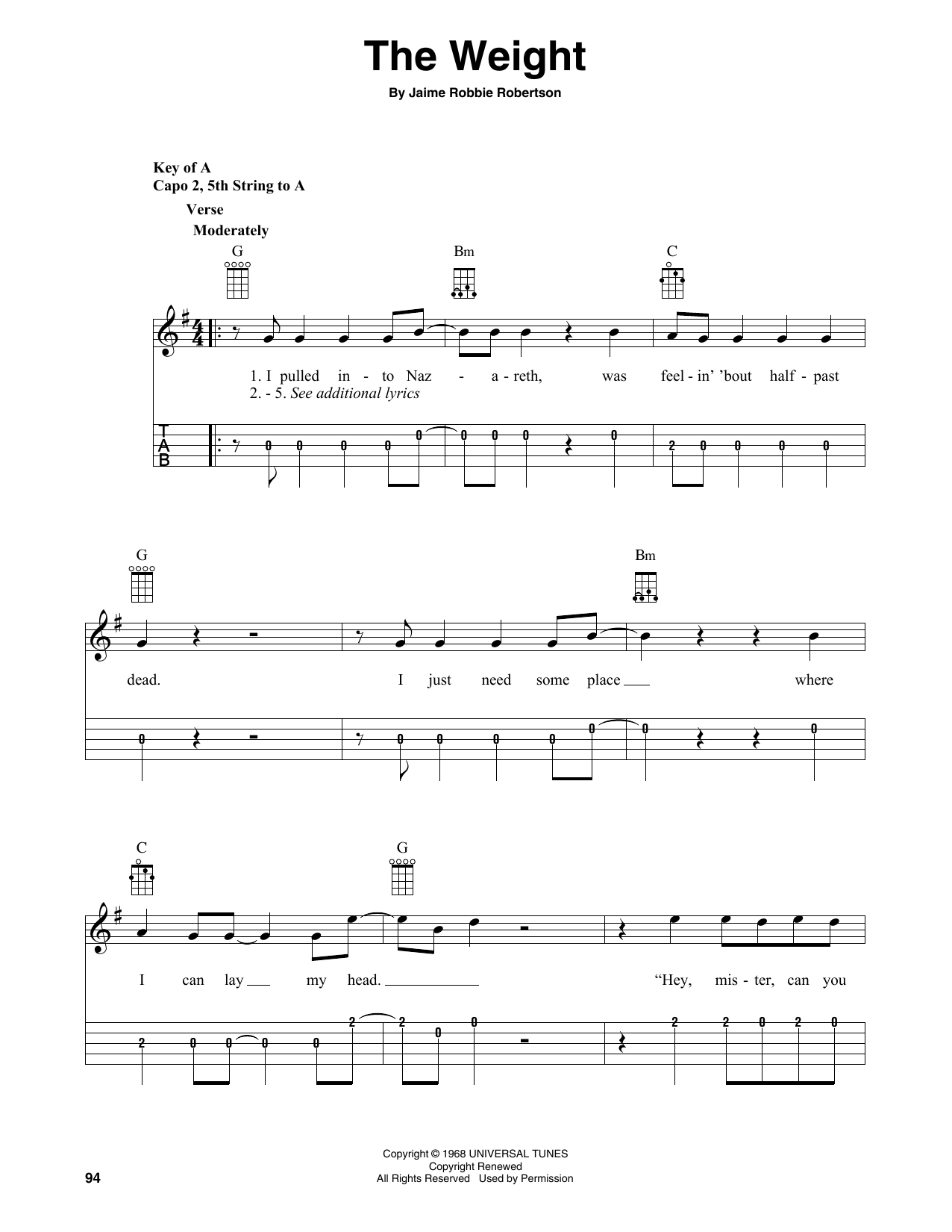 Product gallery: Page 1 of 1 The Weight (arr. Fred Sokolow), The Band