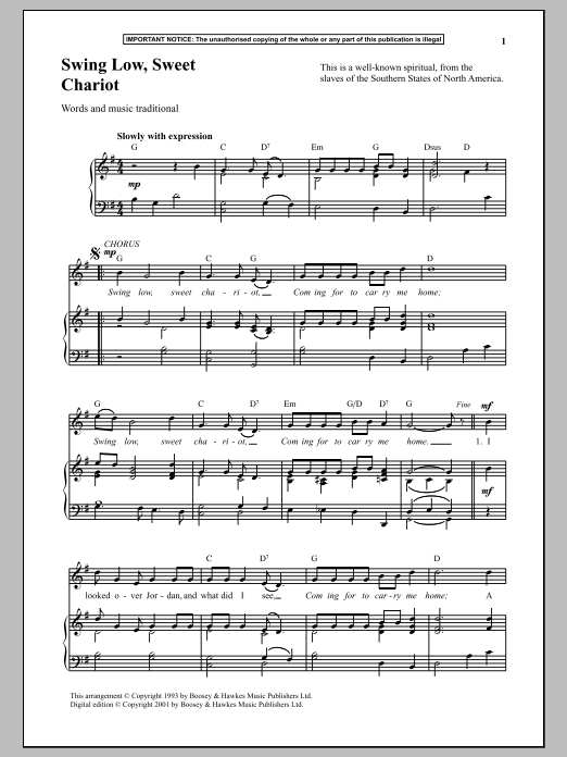 Product gallery: Page 1 of 1 Swing Low, Sweet Chariot, Traditional