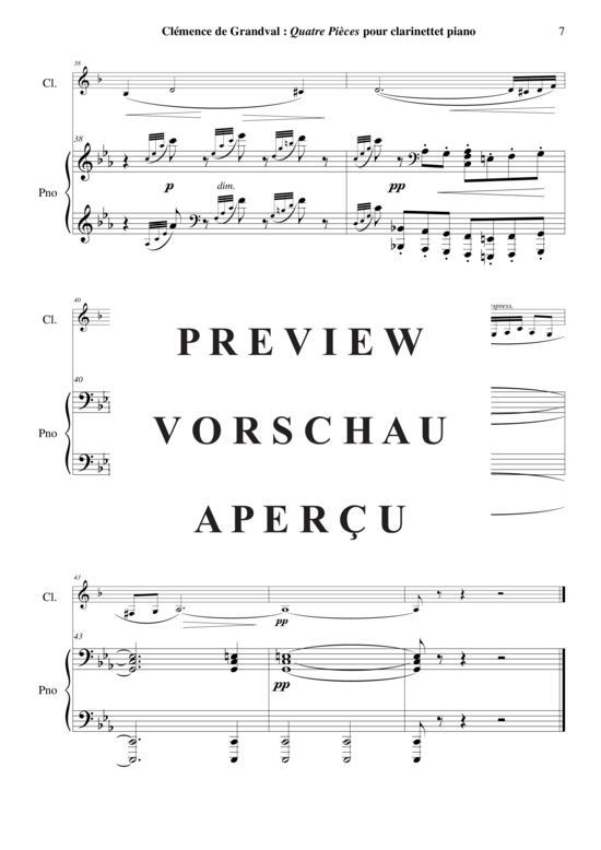 Product gallery: Page 8 of 21 Quatre Pièces , , (clarinet in Bb + piano)