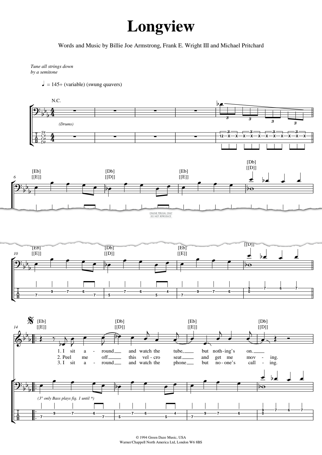 Produktgalerie: Seite 1 von 1 Longview, Green Day, E-Bass, Gesang