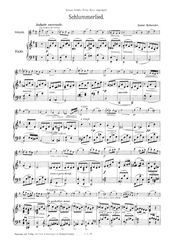 Product picture to: Schlummerlied Gustav Hollaender