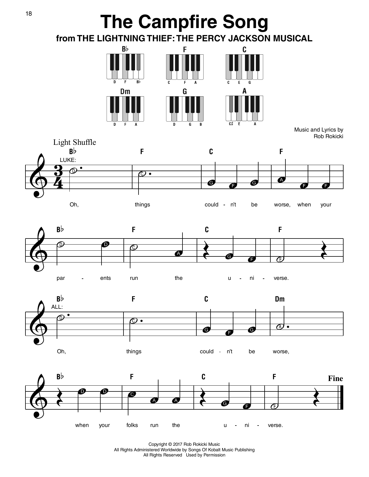 Produktgalerie: Seite 1 von 1 The Campfire Song (from The Lightning Thief: The Percy Jackson Musical), Rob Rokicki, Klavier