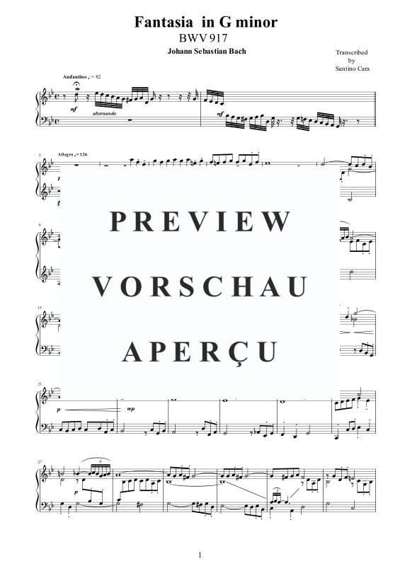 Produktgalerie: Seite 2 von 3 Fantasia in G-Moll BWV 917, , Klavier Solo