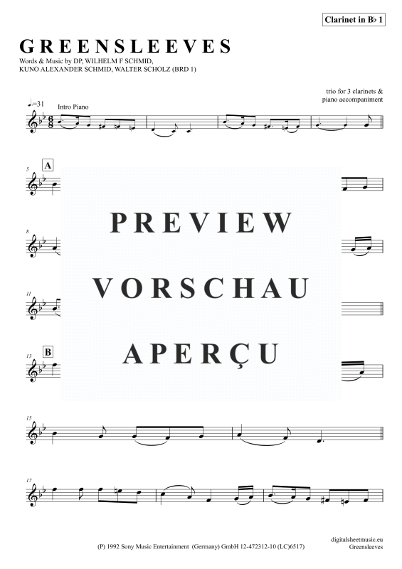 Product gallery: Page 5 of 11 Greensleeves, Simoni, Edward, (Klarinetten Trio + Klavier)