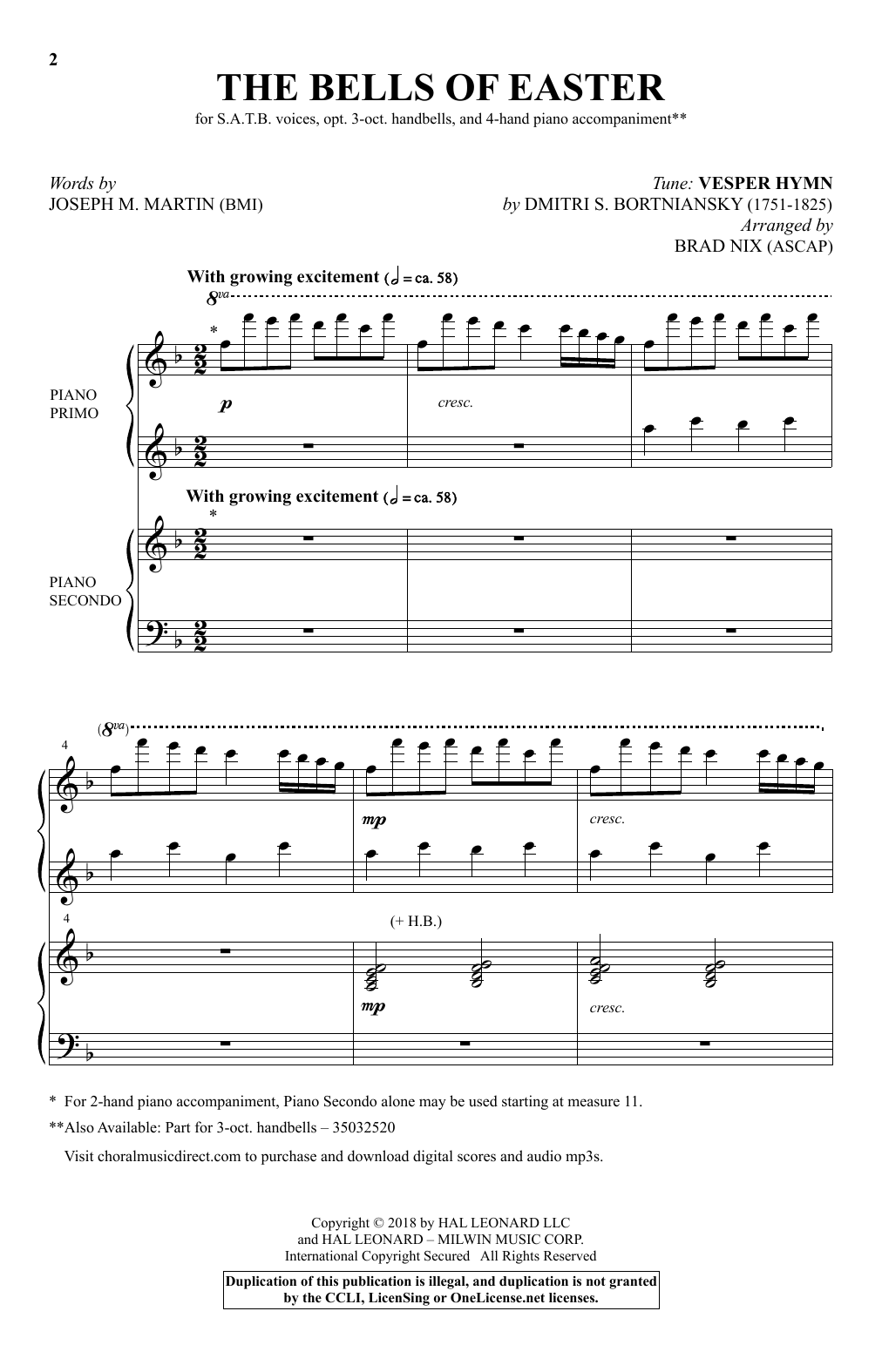 Produktbild zu: The Bells Of Easter (arr. Brad Nix)