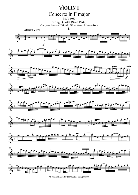 Product picture to: Concerto in F-Dur BWV 1053Johann Sebastian Bach