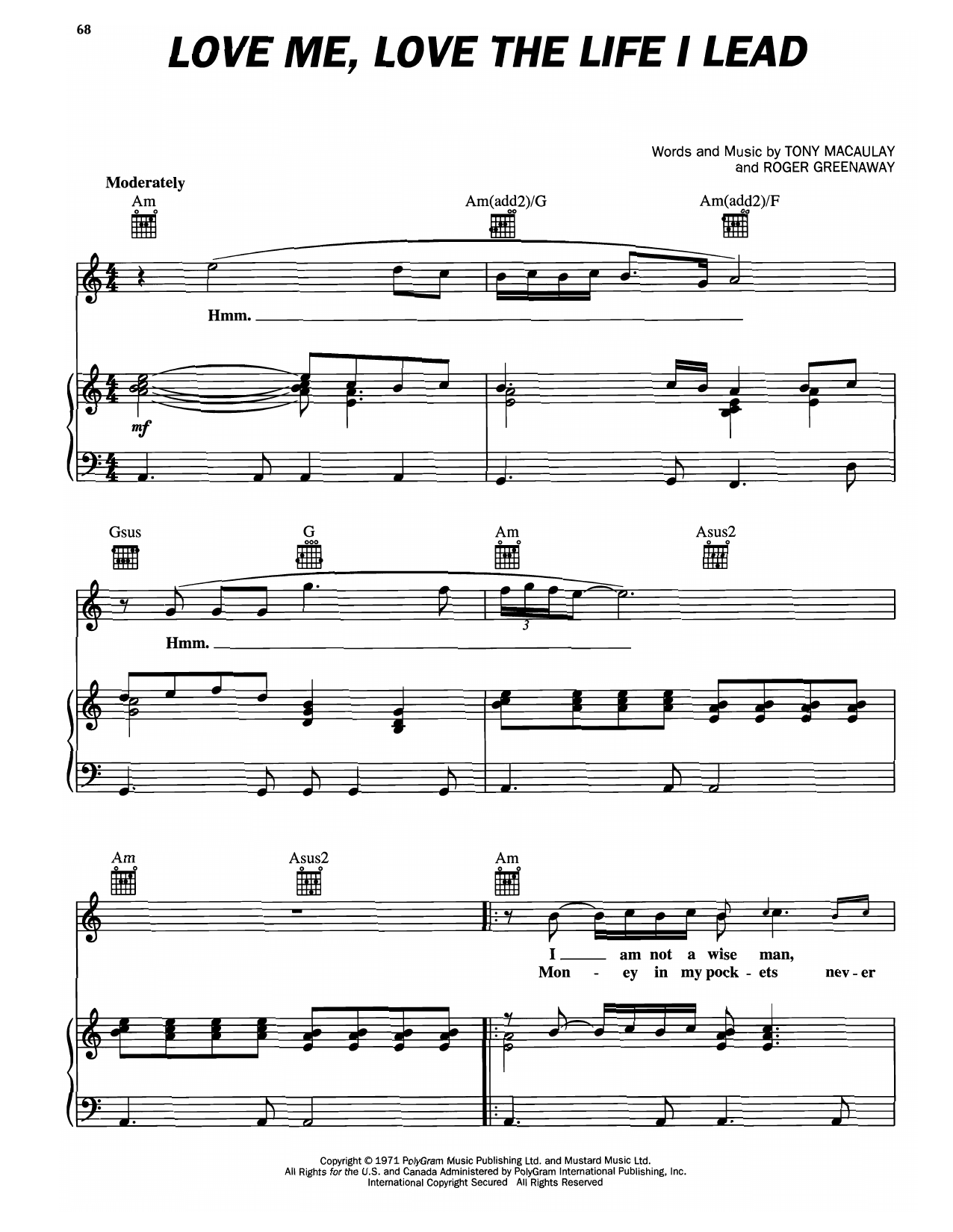 Produktgalerie: Seite 1 von 1 Love Me, Love The Life I Lead, Elvis Presley, Gesang, Gitarre, Klavier