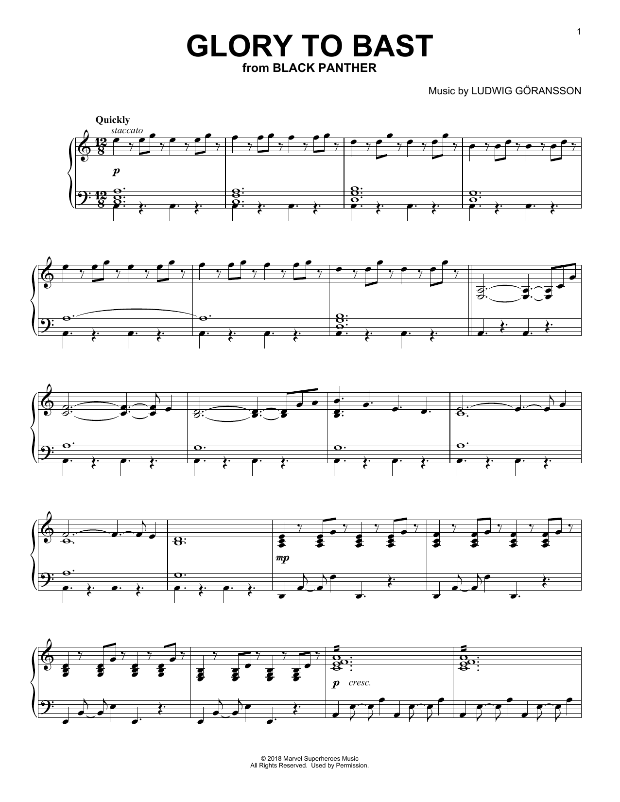 Produktbild zu: Glory To Bast (from Black Panther)