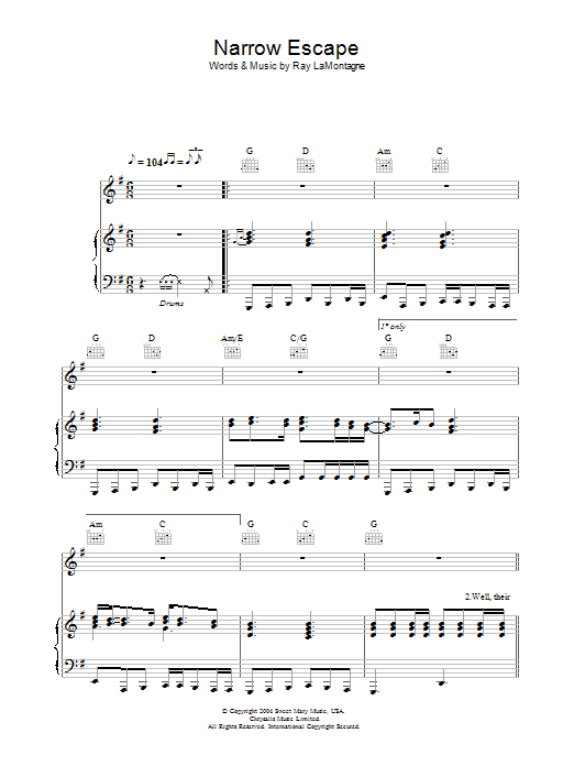 Produktgalerie: Seite 1 von 1 Narrow Escape, Ray LaMontagne, Gesang, Gitarre, Klavier