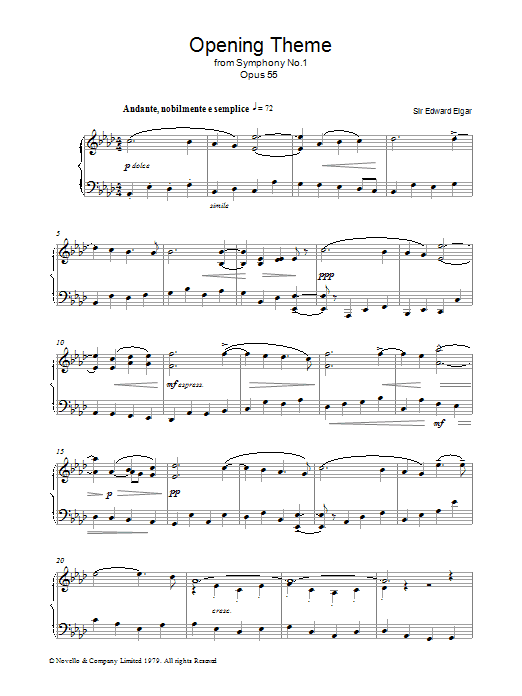 Product gallery: Page 1 of 1 Opening Theme from Symphony No.1, Op.55, Edward Elgar