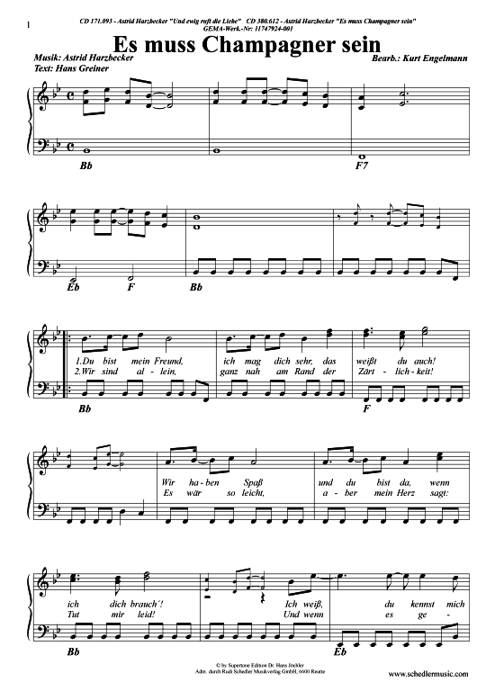 Produktgalerie: Seite 1 von 5 Es muss Champagner sein , Astrid Harzbecker, Klavier und Gesang