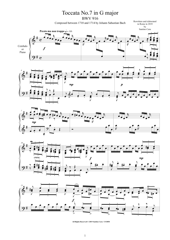Produktbild zu: Toccata Nr. 7 G-Dur BWV 916Johann Sebastian Bach