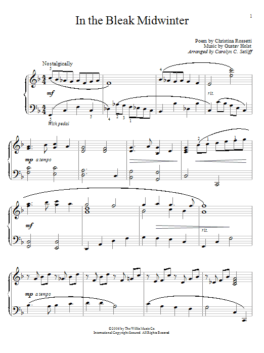 Product gallery: Page 1 of 1 In The Bleak Midwinter, Gustav Holst