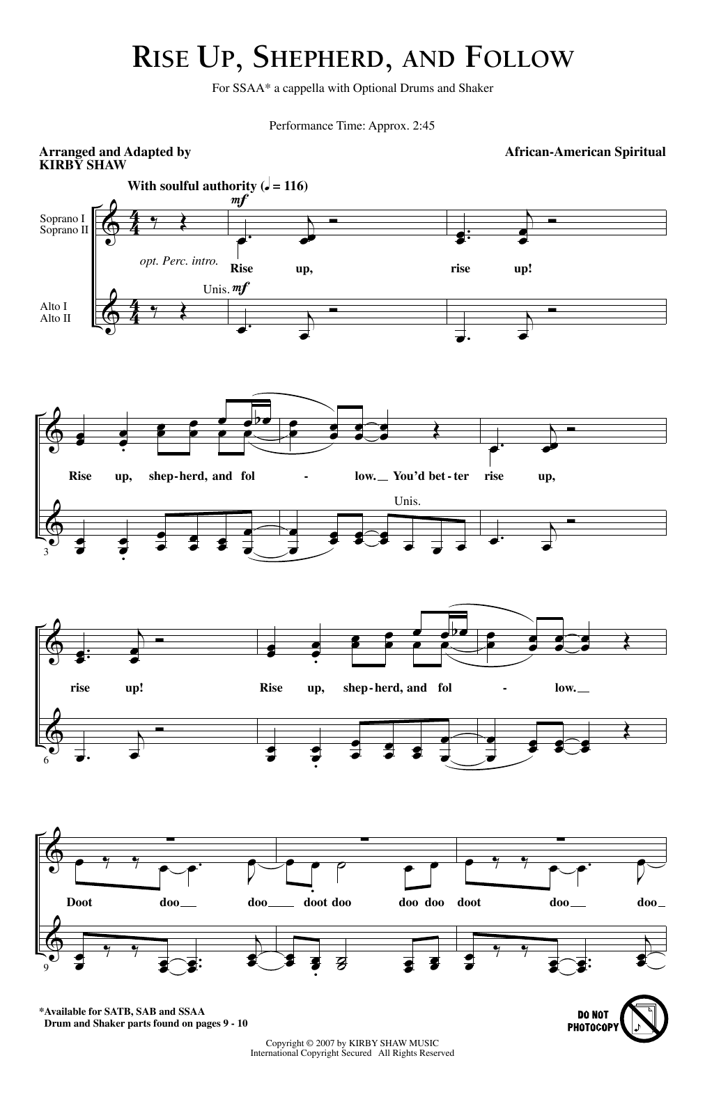 Produktgalerie: Seite 1 von 1 Rise Up, Shepherd, And Follow, Kirby Shaw, Chor