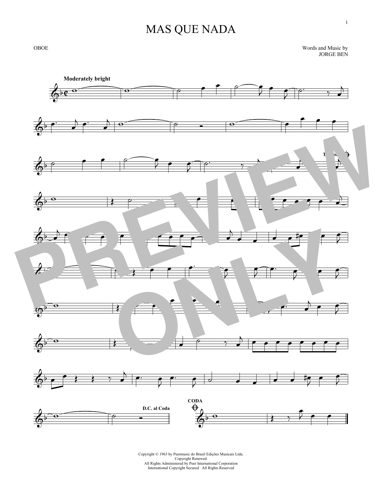 Produktgalerie: Seite 1 von 1 Mas Que Nada, Sergio Mendes, Oboe
