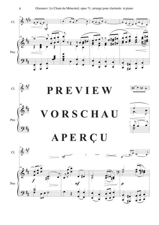 Product gallery: Page 7 of 12 Le Chant du Ménestrel, Opus 71 , , (clarinet in Bb + piano)