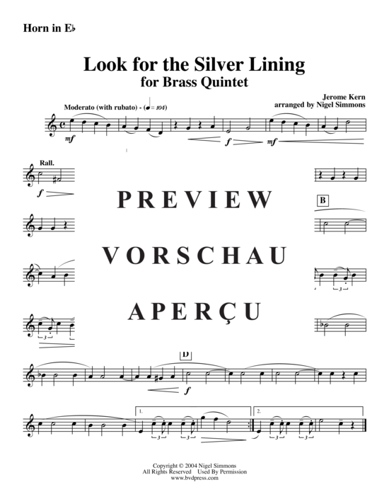 Produktgalerie: Seite 9 von 11 Look for the Silver Lining , , (Blechbläserquintett)