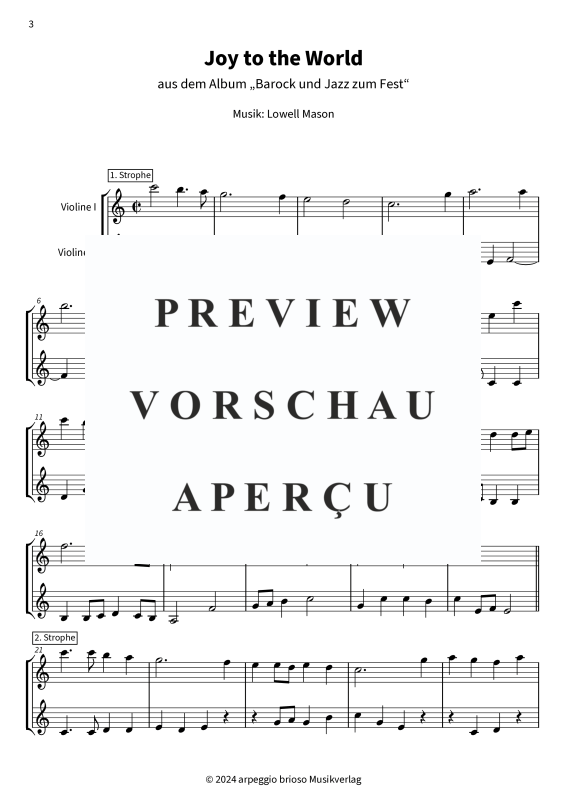 Product gallery: Page 1 of 8 Joy to the World - aus dem Album Barock und Jazz zum Fest, , (Duet 2x violin)