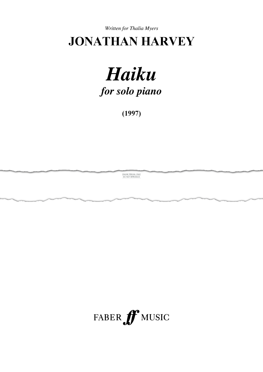 Produktgalerie: Seite 1 von 1 Haiku, Jonathan Harvey, Klavier