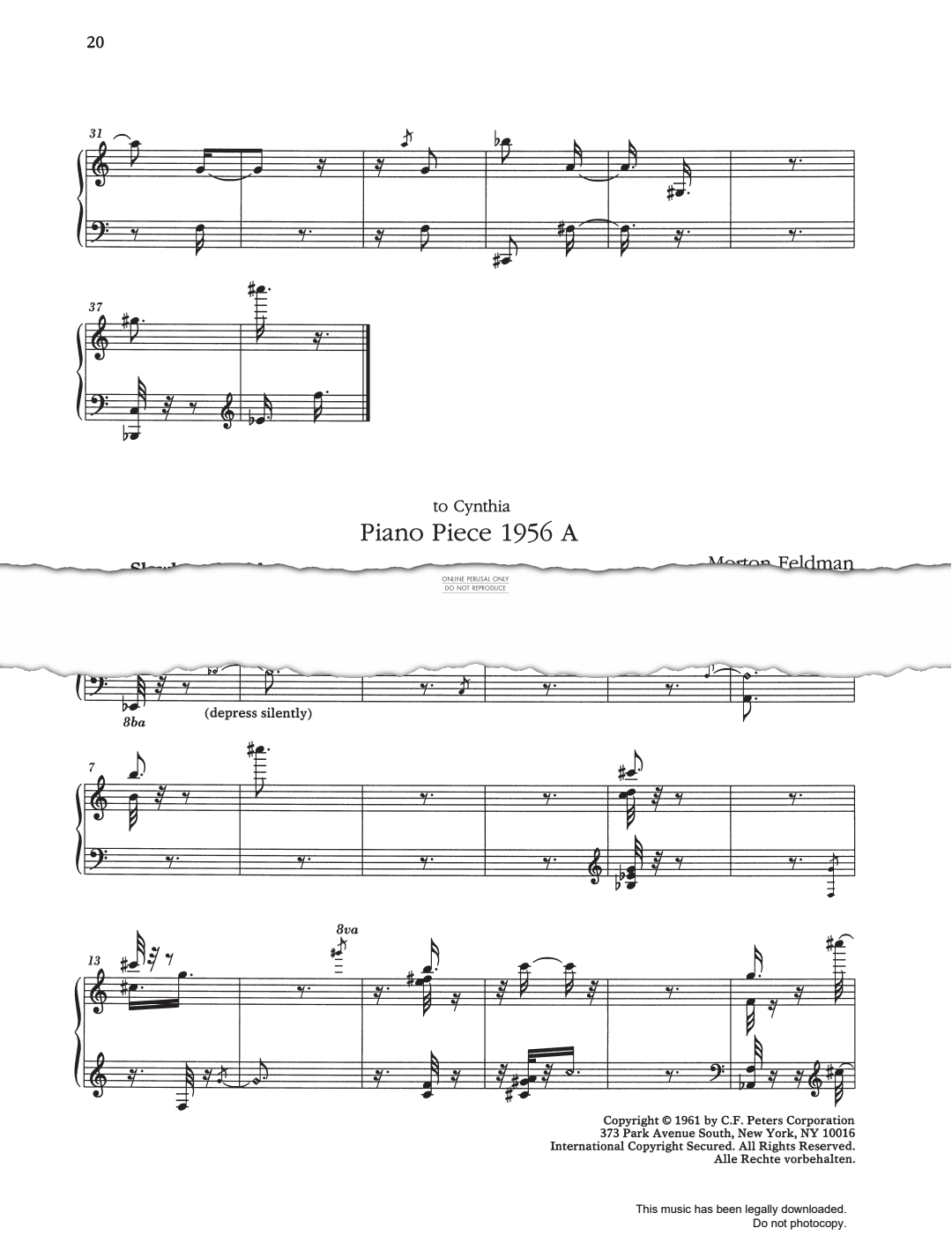 Produktbild zu: Piano Piece 1956 A