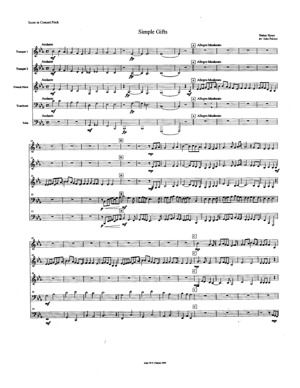 Produktgalerie: Seite 1 von 11 Simple Gifts - Shaker Hymn, , Blechbläser Quintett