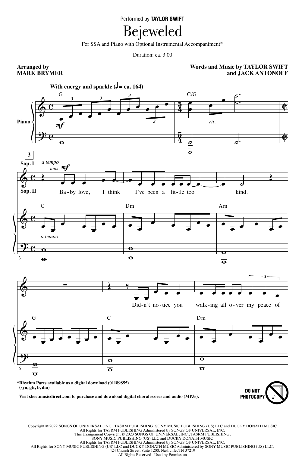 Produktgalerie: Seite 1 von 1 Bejeweled (arr. Mark Brymer), Taylor Swift, Chor