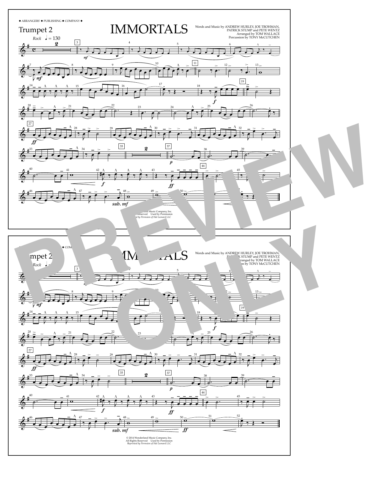 Produktbild zu: Immortals (from Big Hero 6) (arr. Tom Wallace) - Trumpet 2