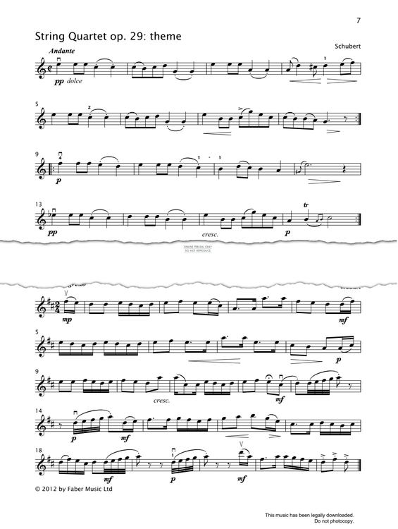 gallery: Theme (from 'String Quartet Op.29'), Franz Schubert, Violine