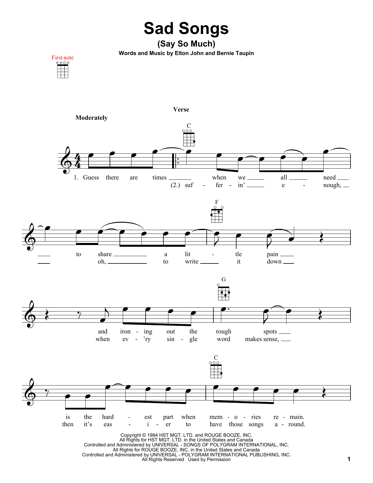 Product gallery: Page 1 of 1 Sad Songs (Say So Much), Elton John