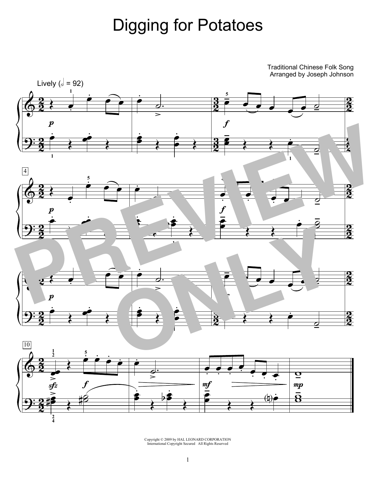 Product gallery: Page 1 of 1 Digging For Potatoes (arr. Joseph Johnson), Traditional Chinese Folk Song