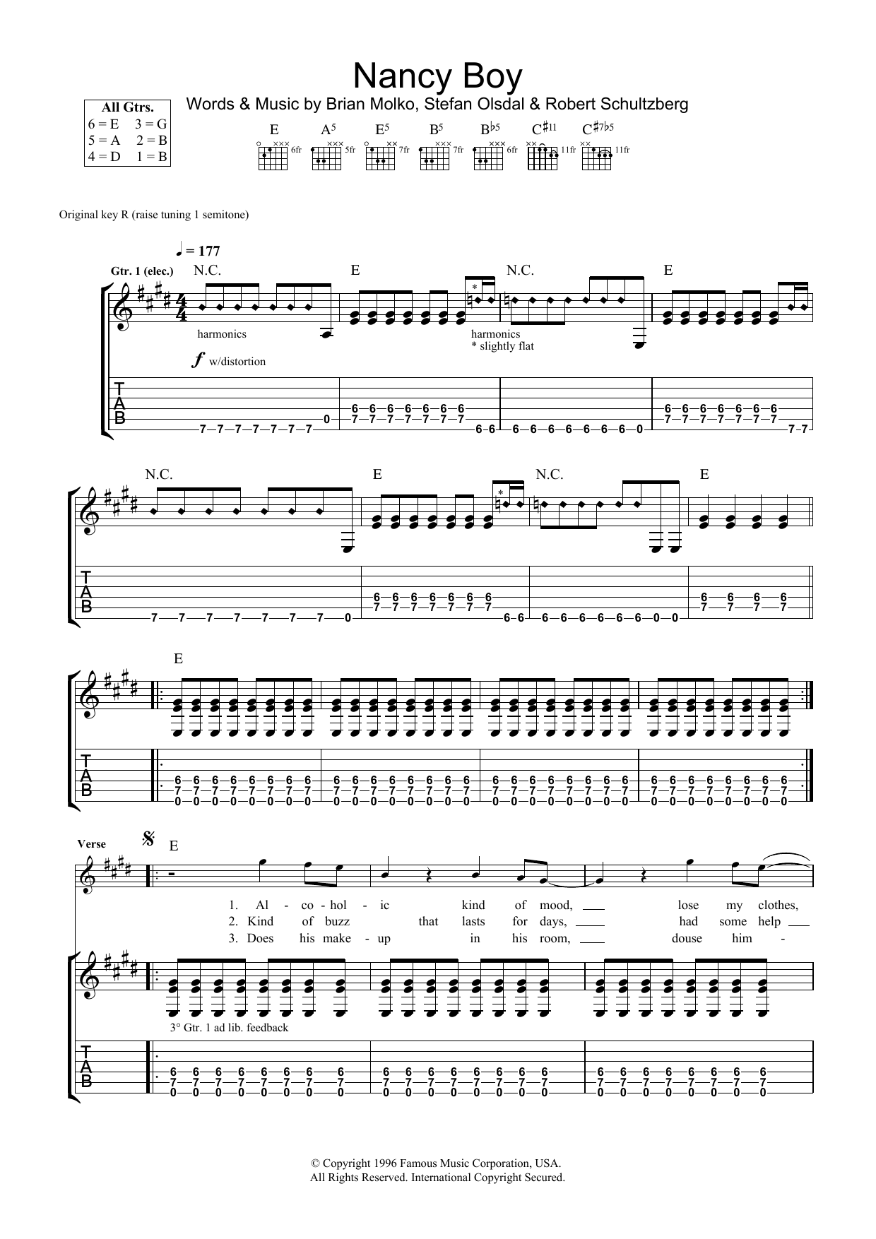 Produktgalerie: Seite 1 von 1 Nancy Boy, Placebo, Gitarre