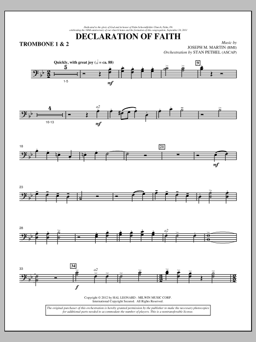 Product picture to: Declaration Of Faith - Trombone 1 & 2
