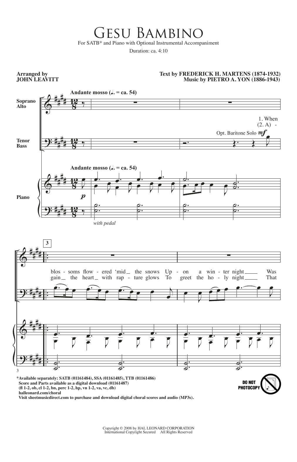 Product picture to: Gesú Bambino (arr. John Leavitt)